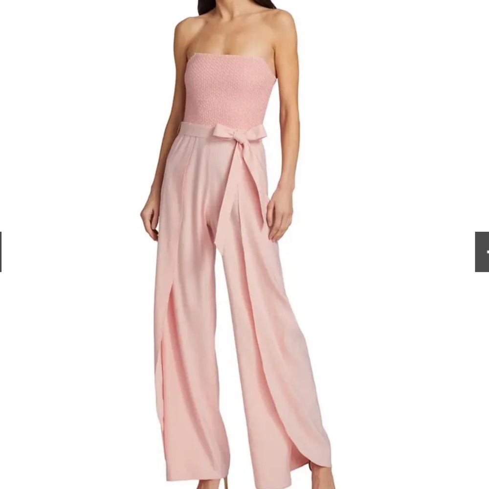 Alice + Olivia Bebe Linen-Blend Jumpsuit in English Rose